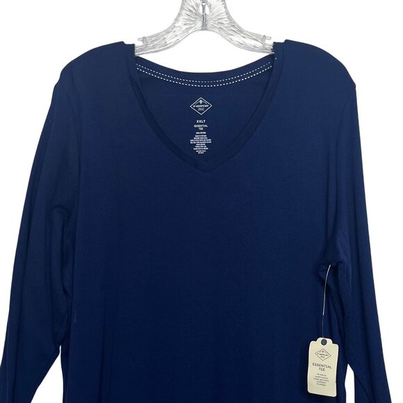 St Johns Bay Essential Tee Tshirt Women XXLT Blue New Vneck - Picture 3 of 7